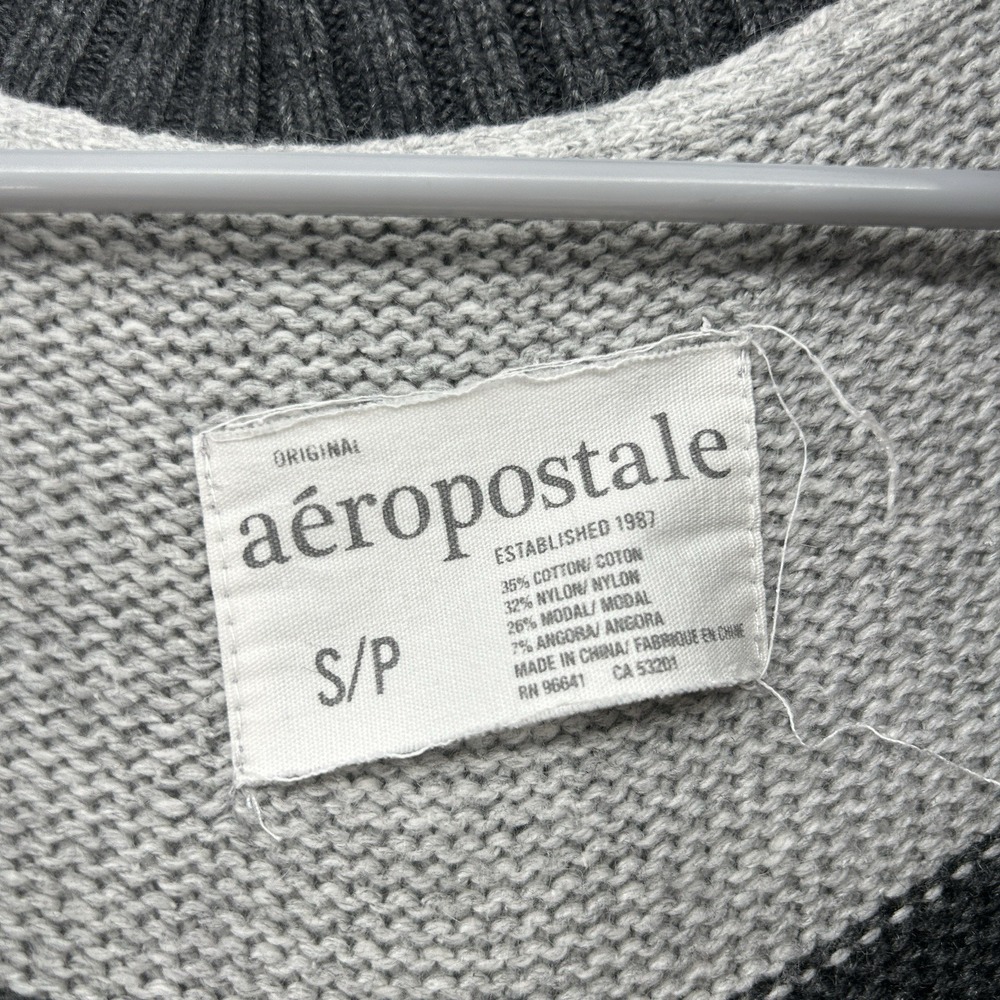 VTG Aeropostale Y2K Womens Cardigan Sweater Sz S Gray Grunge Indie Sleaze 2000s - Picture 4 of 8